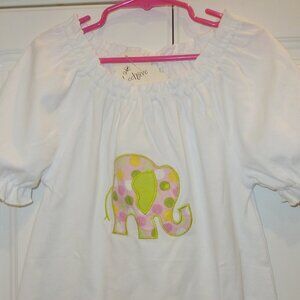 NWT Girl's Beehave Boutique Polka Dot Elephant Applique Shirt/Top 5, 6 Generous